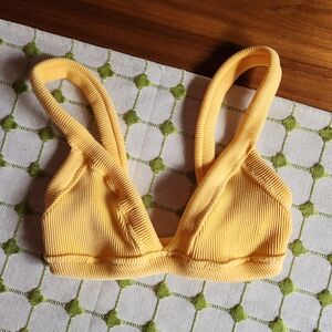Yellow Free People Ribbed Triangle Bra Top